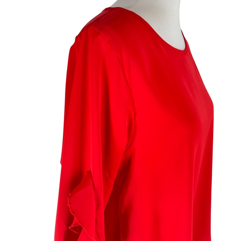 159. Red Ruffle Sleeve Blouse - Picture 6 of 7